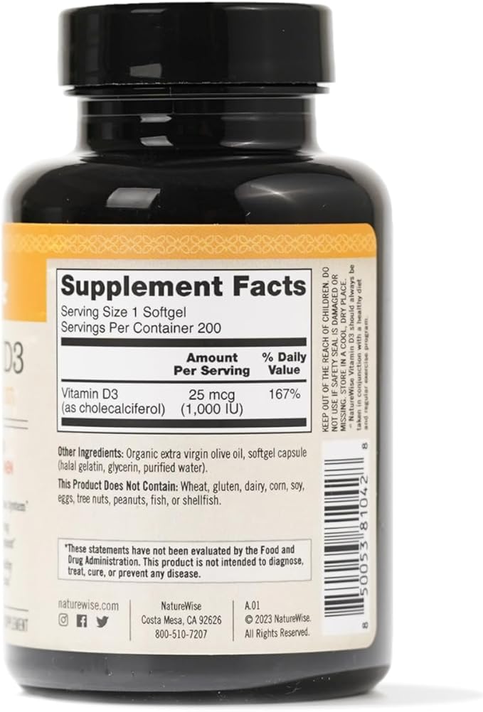 NatureWise Vitamin D3 1000iu (25 mcg) 200 Count