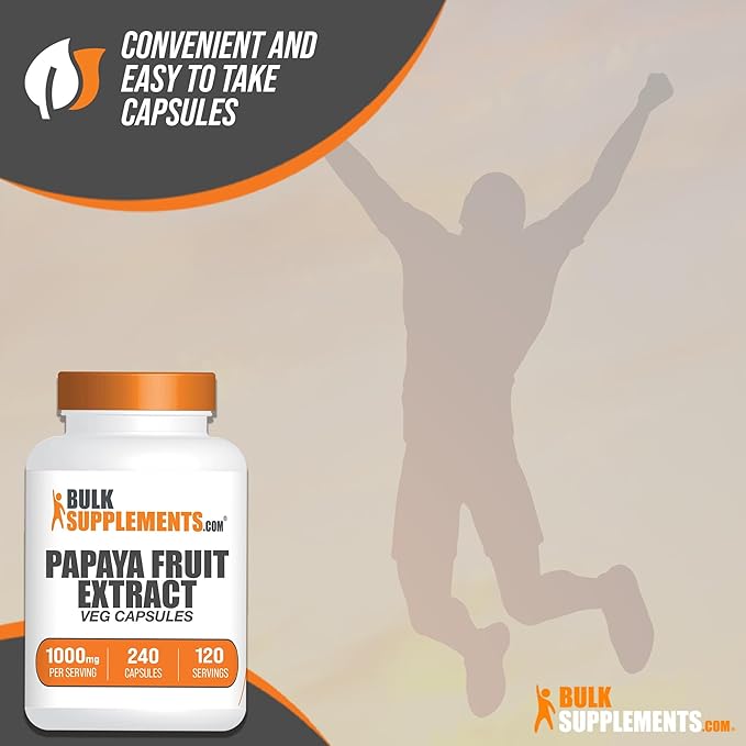 BulkSupplements.com Papaya Fruit Extract Capsules 2 Capsules 240 Veg 1