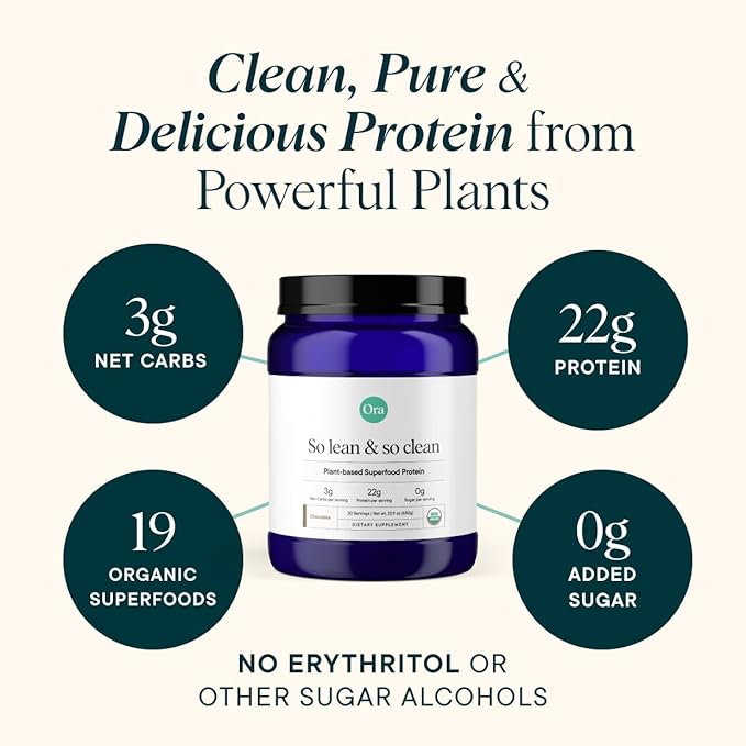 Ora Organic Vegan Protein Powder 22g Plant 20 Servings,