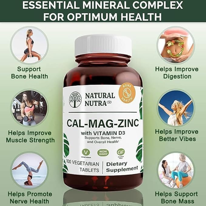 Natural Nutra Calcium Magnesium Zinc Supplement D3 for 100 Count 3)