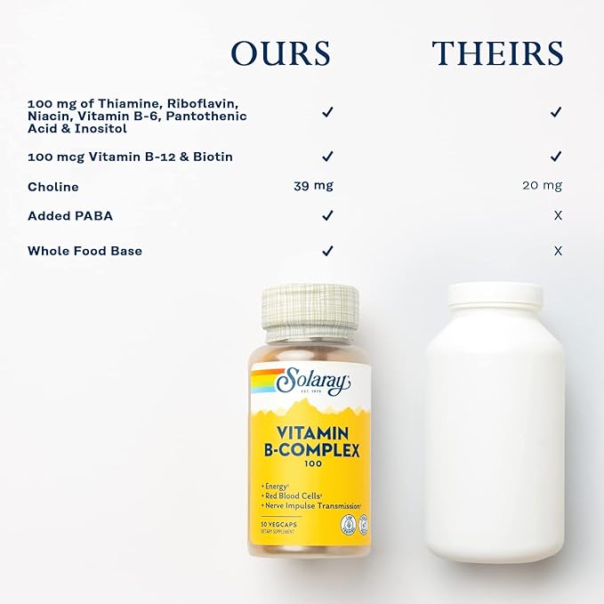 SOLARAY Vitamin B Complex 100 mg, B6, B12, B12, Biotin 50ct