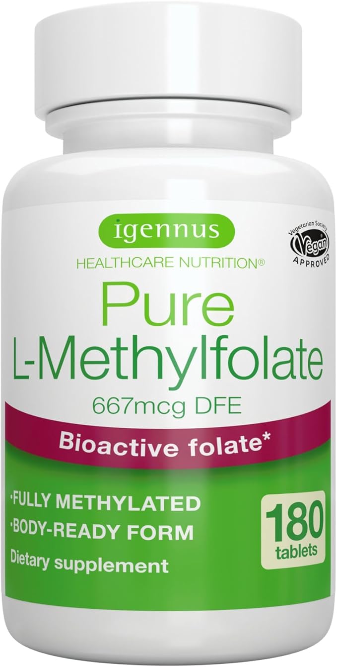 Pure Folate 400mcg, Optimized Methylfolate, Clean 180 Small
