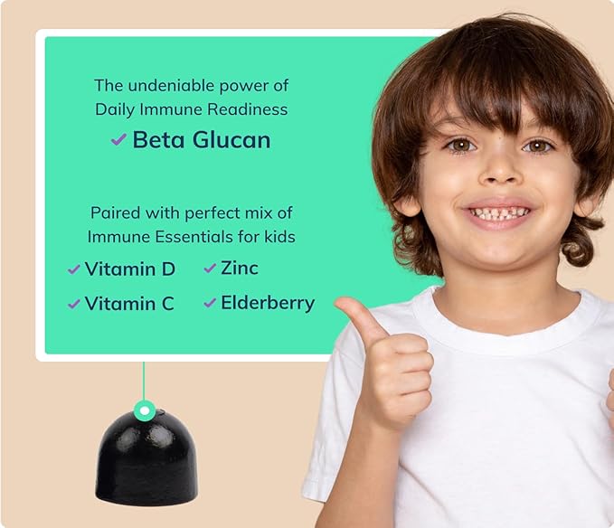 Kids Gummies with Beta Glucan, Elderberry, Vitamin C, D3, Zinc - Non-GMO, Vegan, Sugar Free - Mixed Berry Flavor - 60 Gummies