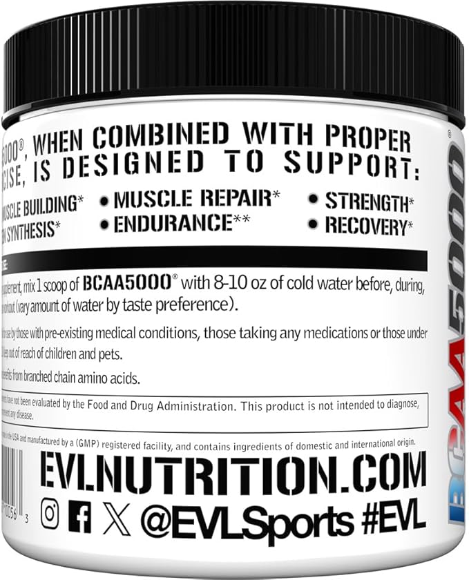 Evlution EVL BCAAs Amino Acids Powder - BCAA Powder Post Workout Recovery Drink and Stim Free Pre Workout Energy Drink Powder - 5g Branched Chain Amino Acids Supplement for Men - Rocket Pop