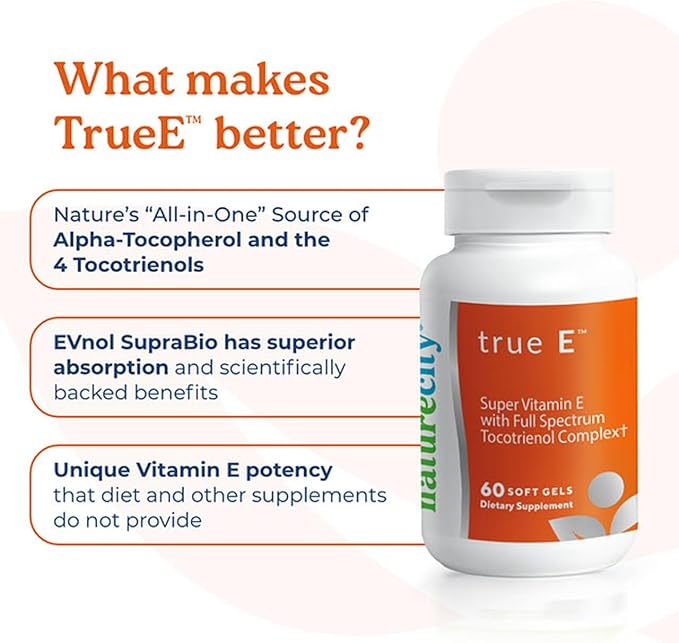 True-E Full Spectrum Tocotrienols Vitamin E Capsules 60 Vitamin 27mg Softgels