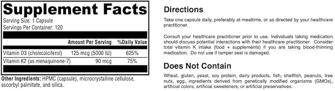 MYOXCIENCE Essential Fatty Nutrients | Vitamin D3 5,000 IU | Vitamin K2 as MK-7 90 mcg (Large)