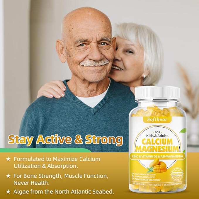 Calcium Magnesium Zinc Gummies for Women, 600 mg 60 Gummies