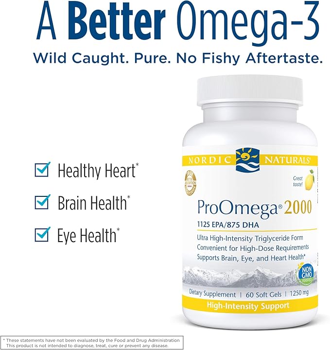 Nordic Naturals ProOmega 2000, Lemon Flavor 2150 mg Omega-3 - 60 Soft 30 Servings