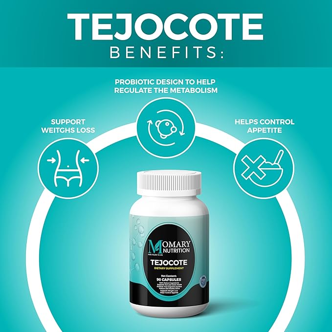 Tejocote Root Herbal Dietary Supplement, Spirulina Algae Powder, Nopal Prickly Pear Cactus Powder, Natural and Healthy Detox and Weight Loss Support, Ultra High Purity, 3rd Party Tested, 90 Capsules