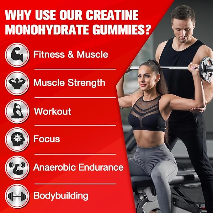 Creatine Monohydrate Gummies for Men & Women - 5000mg Creatine Pre-Workout Gummies with Taurine & Vitamin B6 B12 for Maximum Strength, Muscle, Energy, Endurance & Focus, Organic,Vegan-600 Count