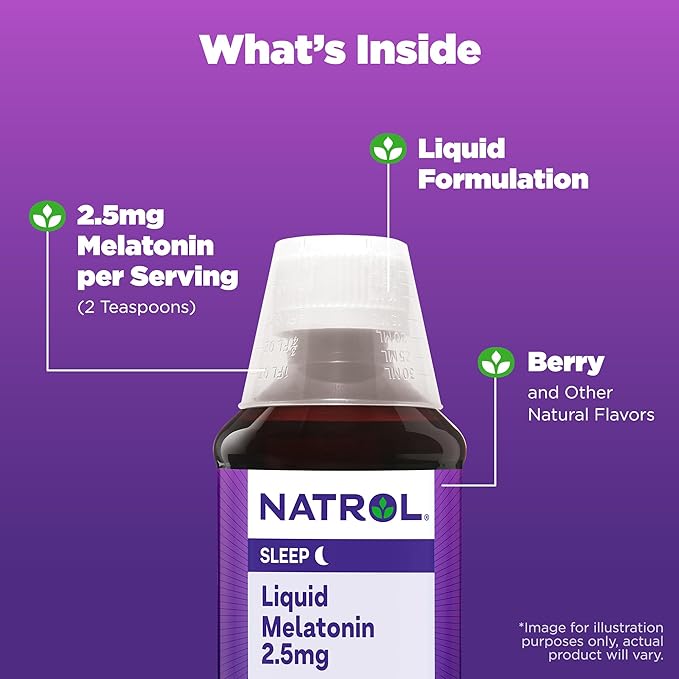 Natrol Liquid Melatonin 2.5mg, Berry-Flavored Dietary 8 Fl 23 Day
