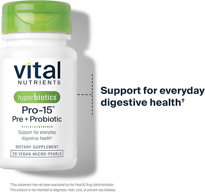 Hyperbiotics Vital Nutrients Pro-15 Pre + Probiotic 15 Strains| 30 Pearl