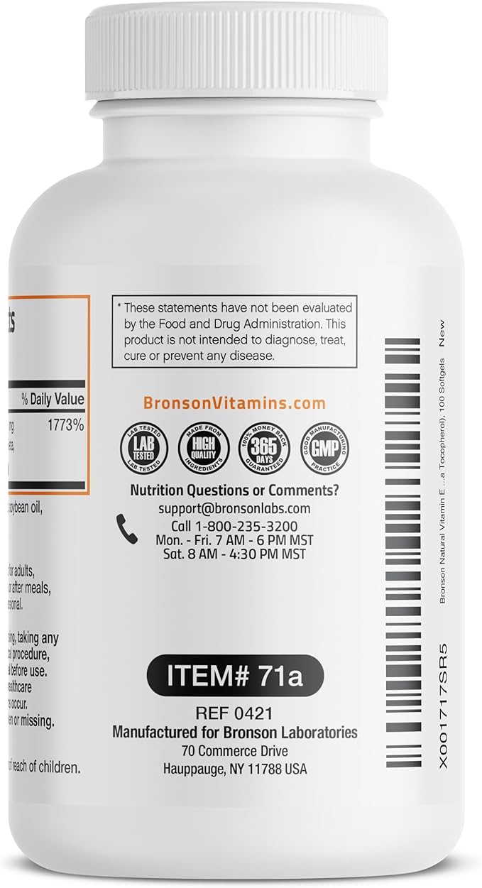 Bronson Natural Vitamin E Complex 400 100 Softgels