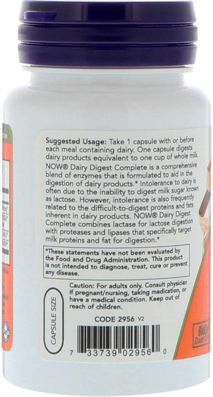 NOW Supplements, Dairy Digest Complete, Digests 90 Veg