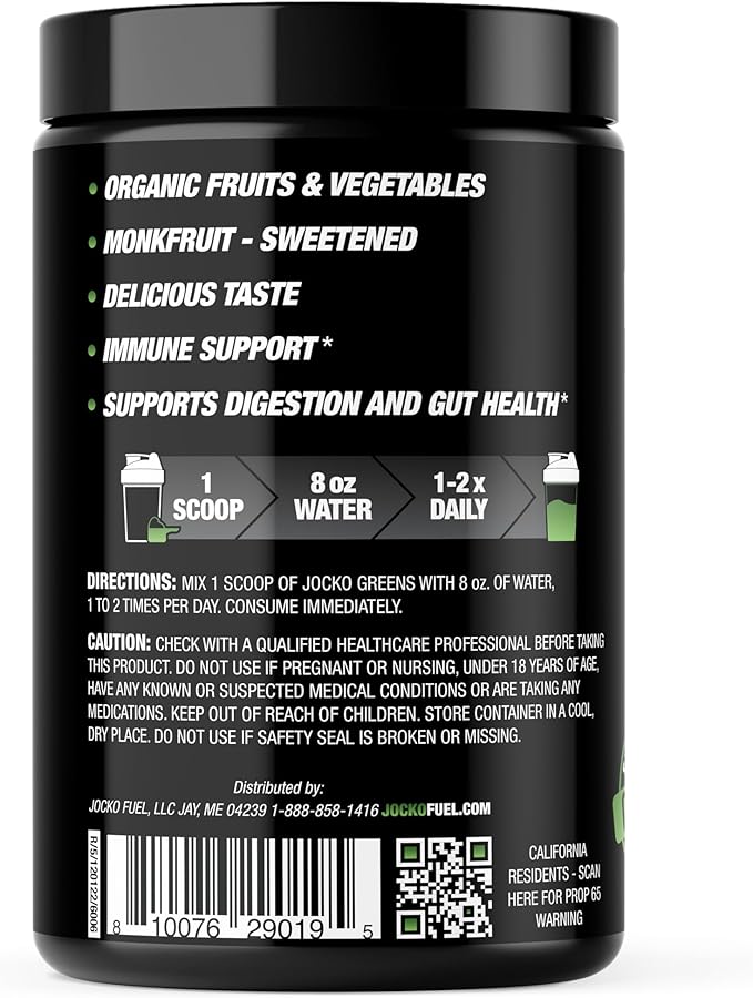 Jocko Fuel Daily Greens Powder - Premium Organic Greens Superfood Powder for Gut Health, Digestion, Bloating, Immune Support with Spirulina, Chlorella, Digestive Enzymes, & Probiotics - 30 Servings