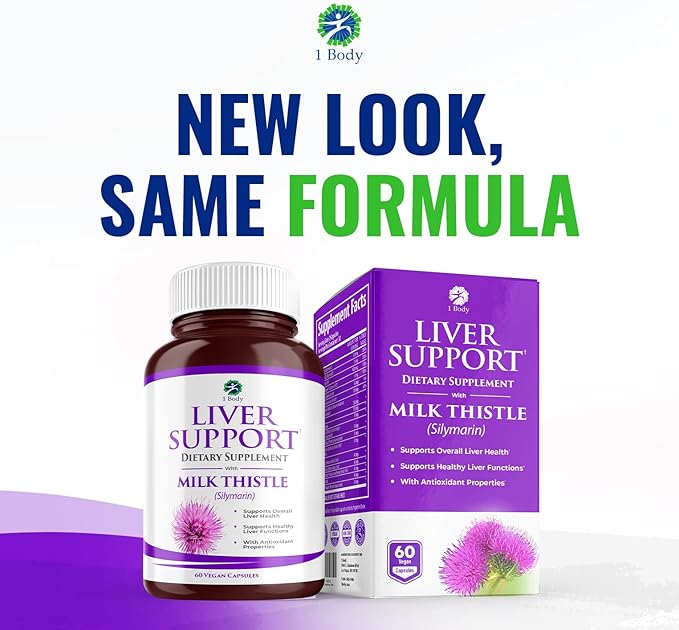 1 Body Liver Support Supplement B12 & 60 Vegan