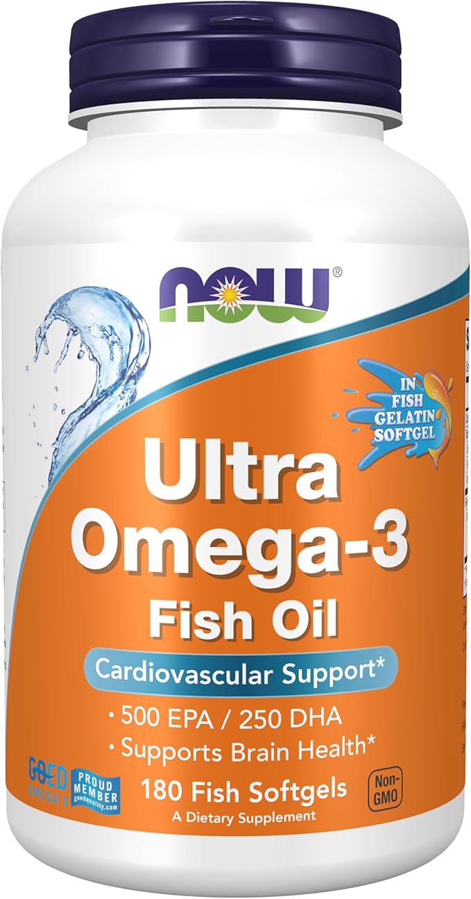 NOW Supplements, Ultra Omega-3, 500 EPA 250 DHA, 180-Fish Gelatin