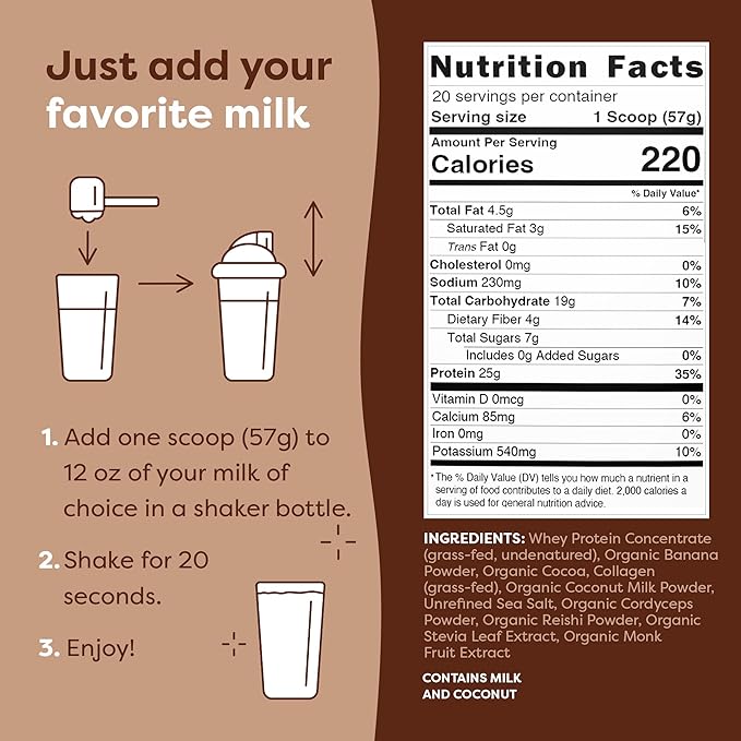 FlavCity Protein Powder Smoothie, Chocolate 100% Grass-Fed (25g of (40.42 oz)