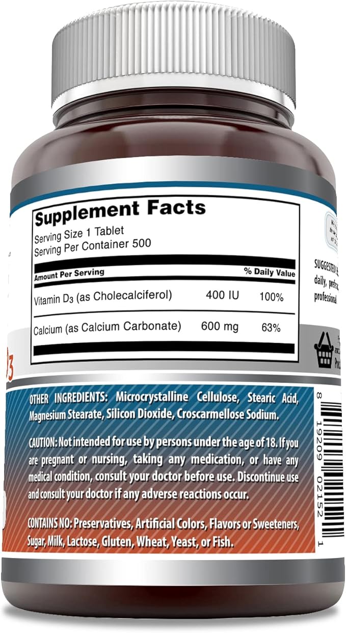 Amazing Formulas Calcium with Vitamin D3 500 Tablets