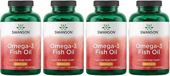 Swanson Omega 3 Fish Oil Supplement 180 mg 120 mg 150 Softgel (4 Pack)