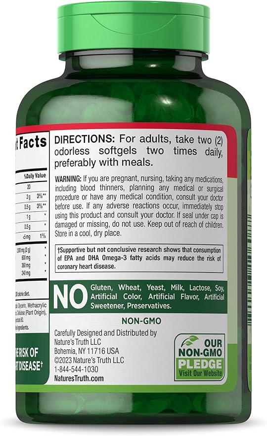 Nature's Truth Fish Oil Supplement 2000mg | 110 Softgels Omega-3 |