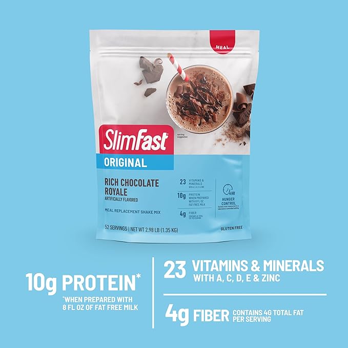 SlimFast Meal Replacement Powder, Original Rich 10g of 52 Servings