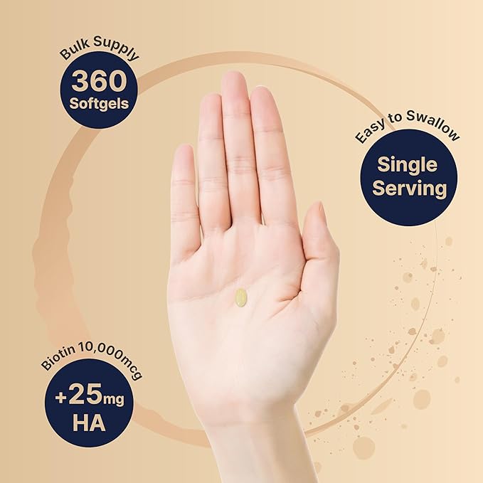 Biotin 10000mcg + Hyaluronic Acid 25mg 360 Coconut