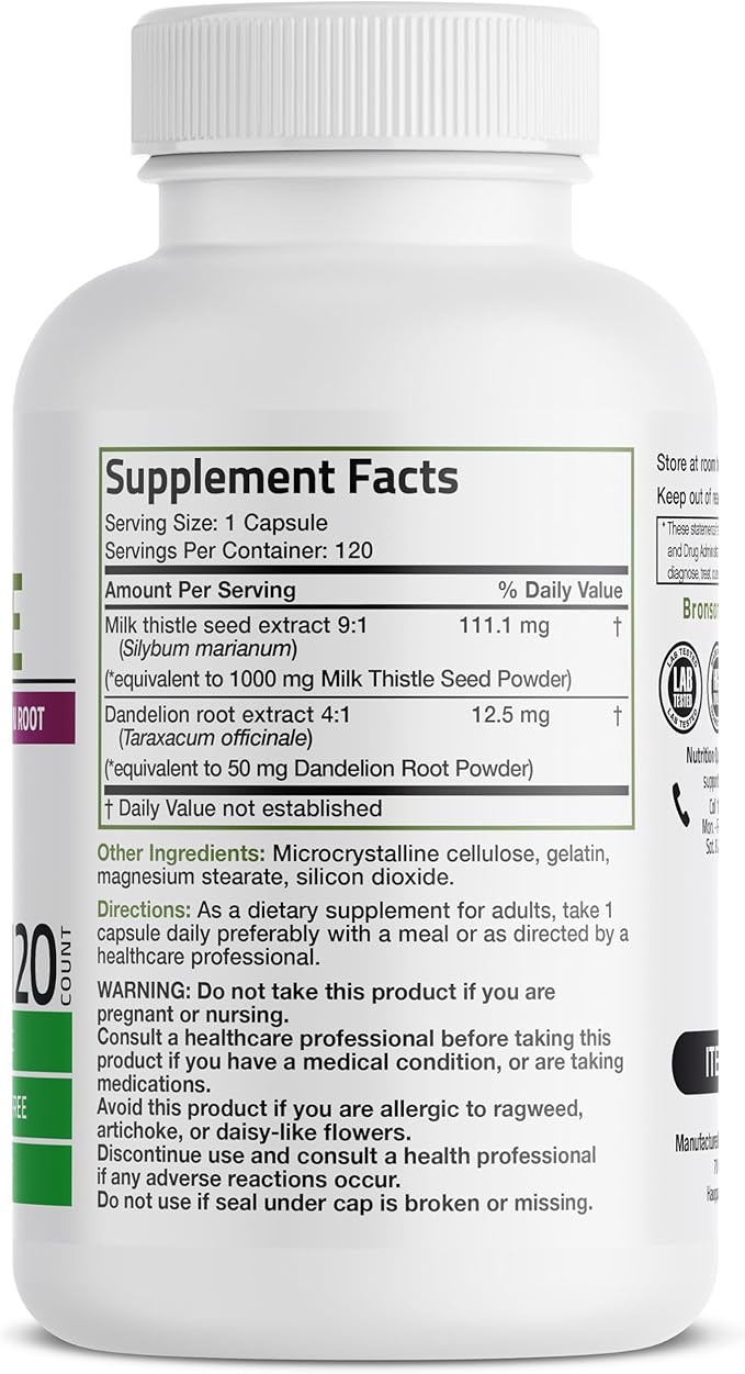 Bronson Milk Thistle Silymarin Marianum & 120 Capsules
