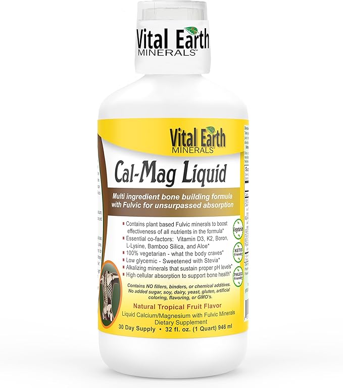 Vital Earth Minerals Cal-Mag Liquid – D3, K2, K2, Boron, 32 Oz 1 Oz
