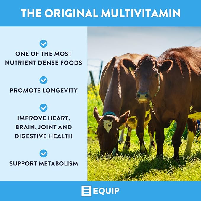 Equip Foods Grass-Fed Beef Liver | Natural Desiccated Beef Liver Supplement | Support Heart Health, Brain Function, Digestion, Metabolism, Immunity, Detoxification | 180 Capsules, 30 Servings