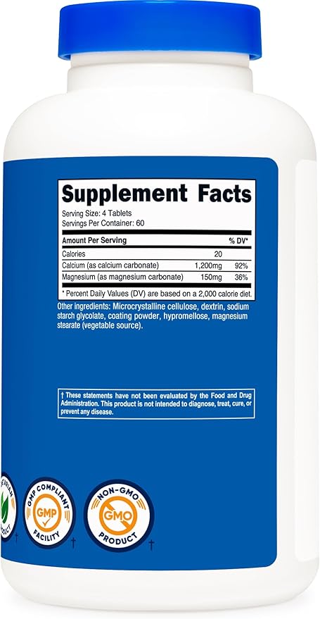 Nutricost Calcium & Magnesium Carbonate 240 1200mg of 150mg of 60 Servings-