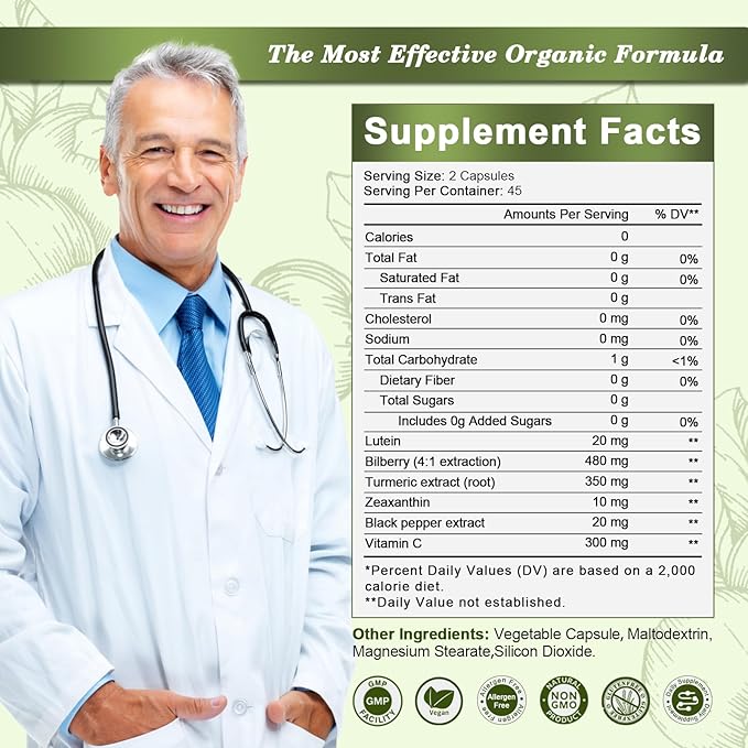 Eye Formulas Lutein 20 mg 90 Capsules, 45 Day