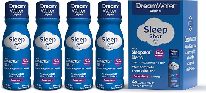 Dream Water Sleep Aid Supplement Drink; 5mg, GABA, 5-HTP; Zero 2.5 oz 4-Count