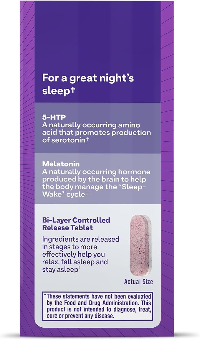 Natrol Advanced Sleep Melatonin + 5HTP, 6mg, Calming 60 Time-Release 60-Day Supply
