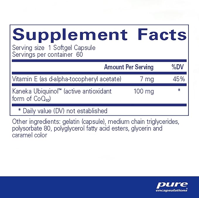 Pure Encapsulations Ubiquinol VESIsorb | Hypoallergenic Supplement | Enhanced Absorption of Active Antioxidant Form of CoQ10 | 60 Caplique Capsules