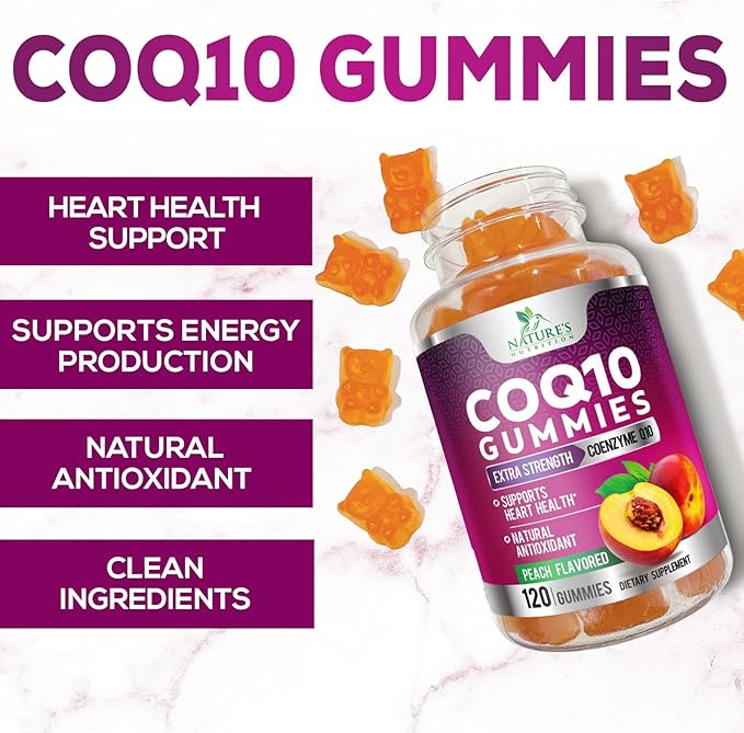 CoQ10 100mg Gummies Q10 Supplement, CoQ10 Gummies Q10 Gummy 120 Count Q10 Vitamins
