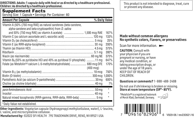 Klaire Labs Multi-Vitamin Complex B6 & B12 (60 (60 Capsules)
