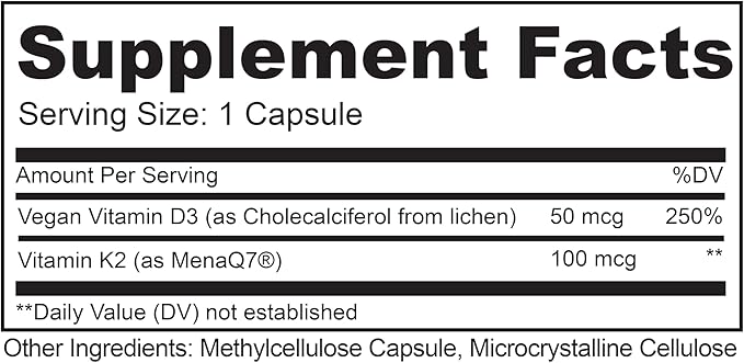 LIVELY VITAMIN CO. Solar Power Vitamin D3 2000 iu - Patented Vitamin K - MK7 - Immune Balance - Brain Function - Mood - Heart - Stress - 180 Count