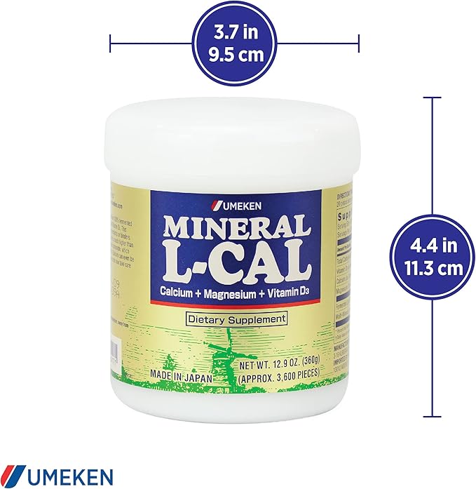 Umeken Mineral L-Cal Supplement, Large bottle, 6 month D3 and 360g, 3600 3600 Balls 2)