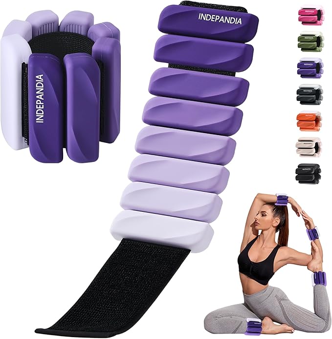 Adjustable Ankle & Wrist Weights for Women & Men, Set of 2 (1lb / 2lb Each), Silicone Weighted Bangles for Arm, Leg, Walking, Fitness, Yoga, Pilates Workout 24055
