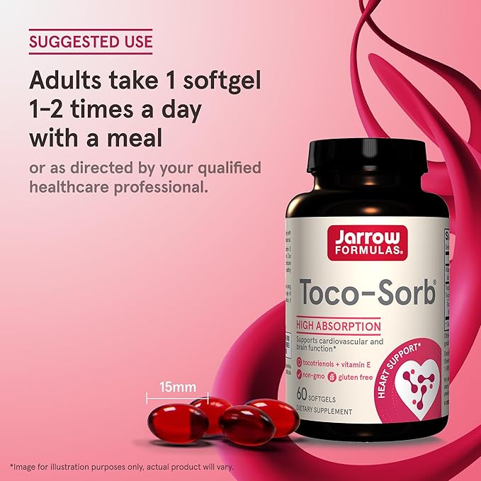 Jarrow Formulas Toco-Sorb Cardiovascular Health and 60 Softgels, 30 Day