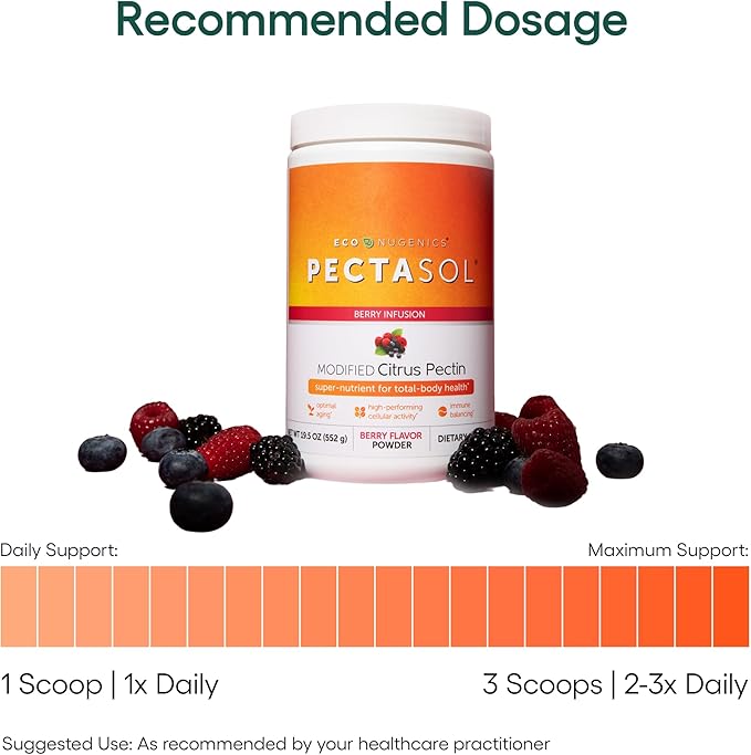 PectaSol Modified Citrus Pectin – 551g Berry Powder – Total-Body Health Supplement to Support Heart, Immune System, Inflammation Response & Healthy Aging + Maintain Healthy Galectin-3 Levels