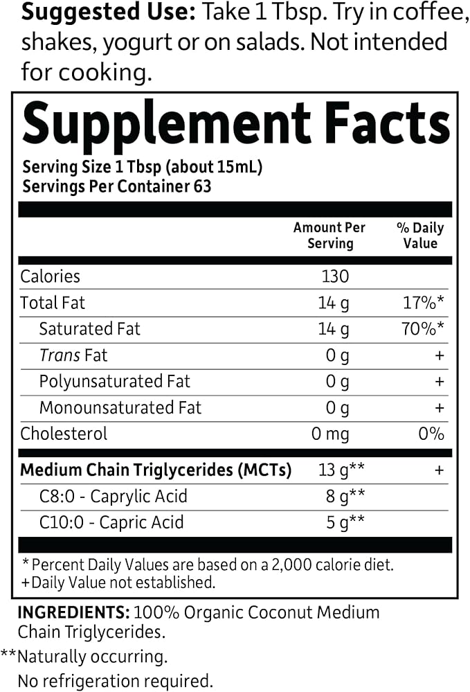 Garden of Life Dr. Formulated Brain Health 100% Organic Coconut MCT Oil 32 fl oz Unflavored, 13g MCTs, Keto & Paleo Diet Friendly Body & Brain Fuel, Certified Non-GMO Vegan & Gluten Free, Hexane-Free