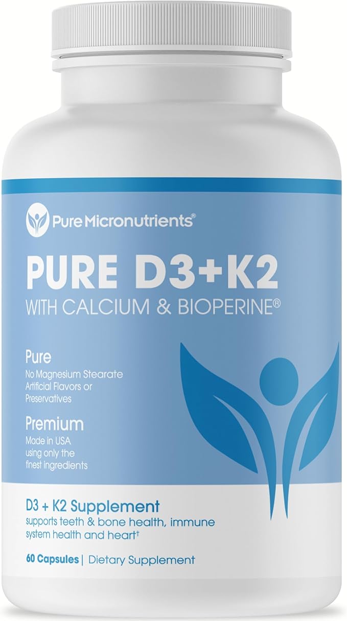 Pure Micronutrients Vitamin D3 K2 Supplement MK7 100mcg, 100mcg, D3 D3 5000 5000 iu, 60 capsules