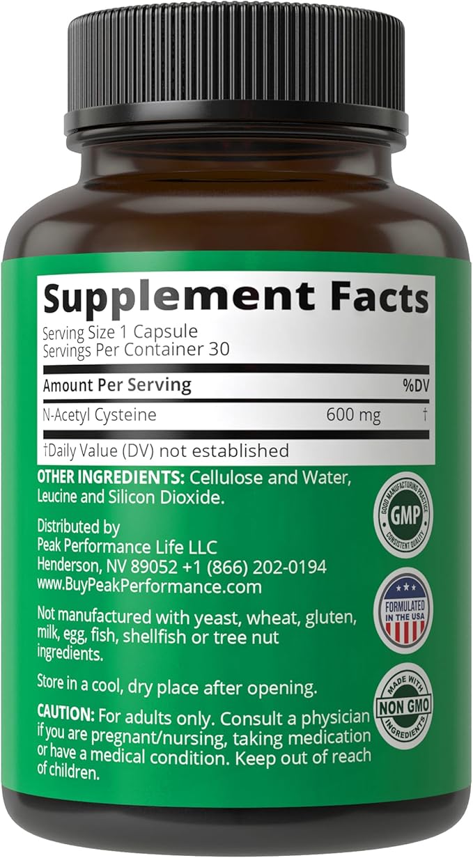 NAC Supplement N-Acetyl Cysteine. Glutathione Precursor 600mg Capsules 600 mg