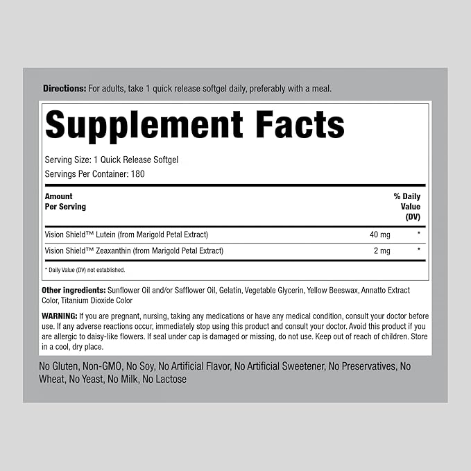 Piping Rock Lutein & Zeaxanthin 40mg 180 Softgels
