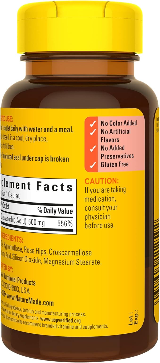 Nature Made Vitamin C 500 mg 130 Caplets, 130 Day