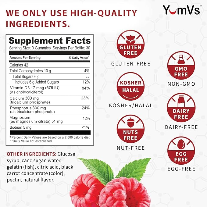 Yum-V Calcium, Magnesium, Vitamin D3 Gummies (90 Count) 2