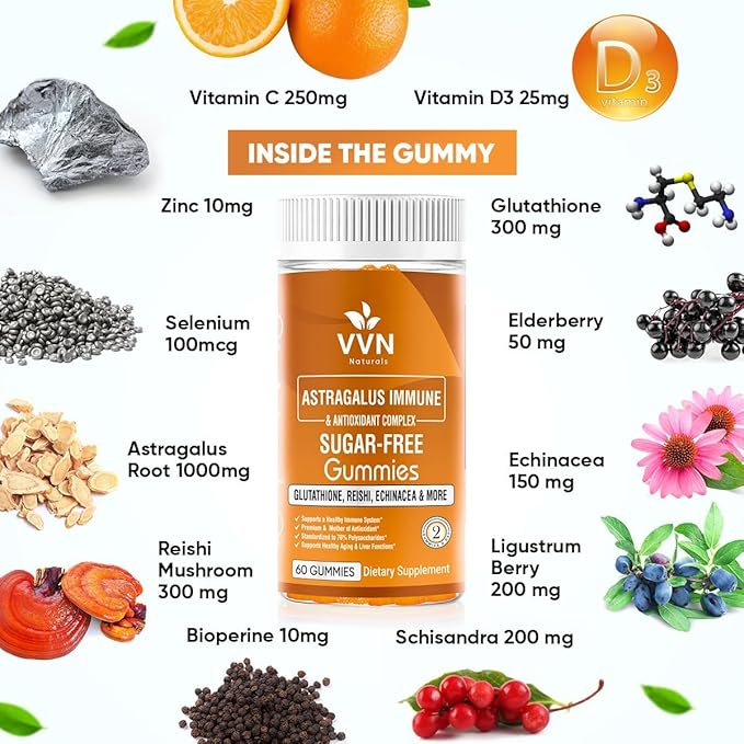 Sugar-Free Extra Strength Immune Support Supplement 2500mg Astragalus 20:1 Extract, 70% Polysaccharides, 60 ct.