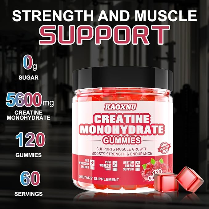 2 Pack Creatine Monohydrate Gummies for Men & Women 120 CT - 5000mg of Creatine Monohydrate per Serving - Sugar Free Chewable Creatine for Muscle Strength, Muscle Builder, Energy Boost